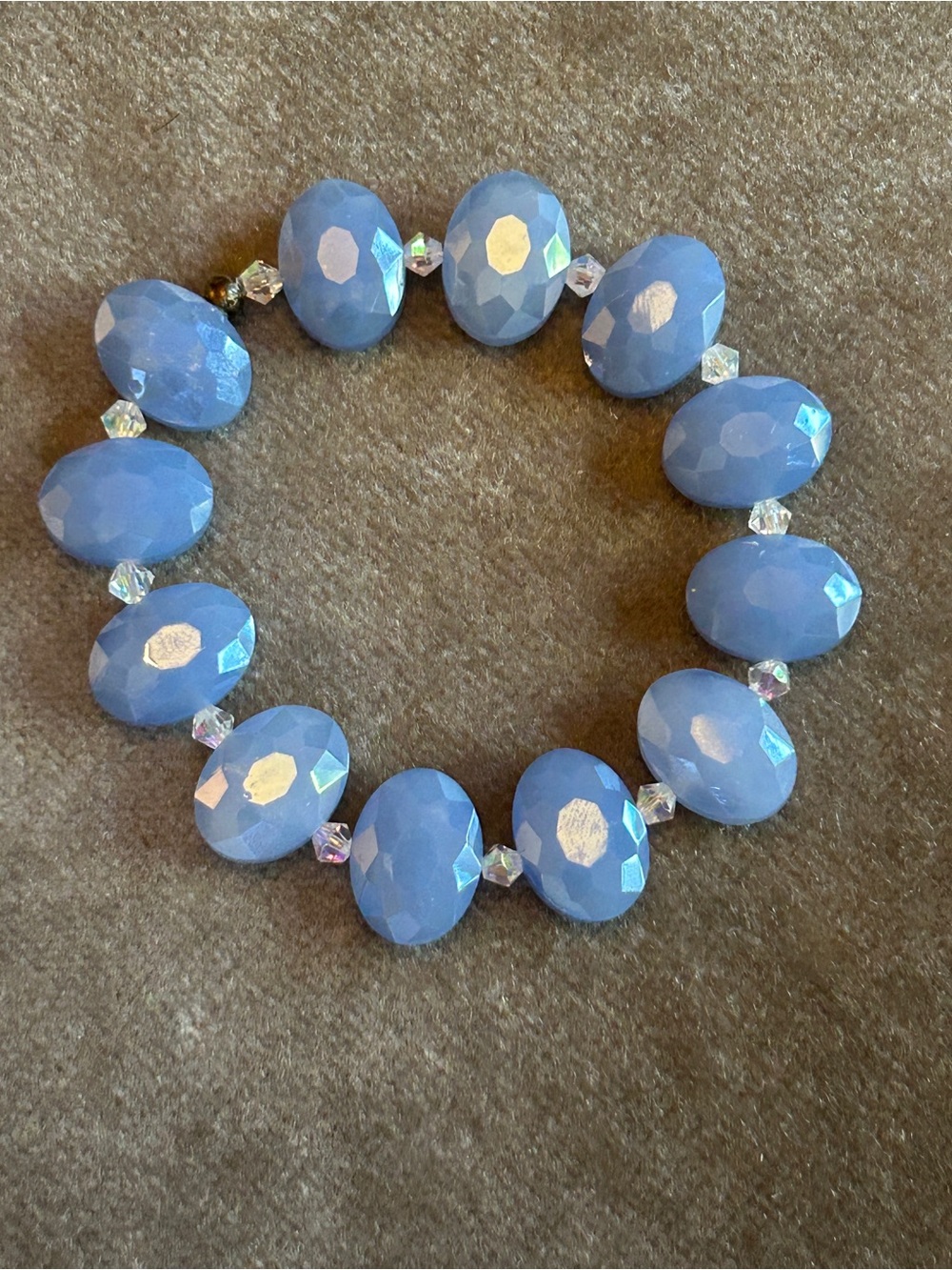 Faceted Periwinkle Blue Beaded Stretch Bracelet - Women's Jewelry handmade by me